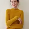 Nova coleção outono e inverno de suéteres de cashmere de alta costura ready-to-wear para mulheres, suéter de malha canelada gola alta meia, malha versátil de corte justo
