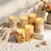 Vela Digital LED Luz de Chama Artificial Luz de Atmosfera Romântica Luz de Vela Decorativa com Padrão de Hortênsia Criativo Atacado