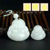 Pingente de Jade Branco de Xinjiang Jade Branco Natural Fivela de Segurança Nó de Bambu Pingente da Paz Ruyi de Jade Ornamento Pendurado com Corda