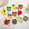Pronta Entrega Pingente de Bolsa Série Frutas Porta-Moedas Chaveiro de Couro PU Bolsa para Fone de Ouvido Bolsa Pequena e Fofa para Moedas
