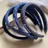 Diadema Simple de Cuadros Azules de Alta Gama Diaria Versátil Accesorios para el Cabello de Cuadros Accesorios para la Cabeza Moda Diadema Superior Cranial para Mujeres