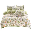 Juego de Cama de Cuatro Piezas Espesado Cepillado de Algodón Puro Clase A, Estilo Fresco, Amigable con la Piel, Sábana y Funda de Edredón 100% Algodón, Juego de Tres Piezas para Dormitorio