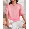 [Camiseta de Algodón Talla Europea] Camiseta Clásica de Color Puro con Cuello Redondo - Top Suave y Transpirable de Manga Corta, Ligero y de Corte Regular