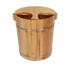 Barril para Baño de Pies Redondo de Madera Maciza de 40 cm de Alto con Tapa Barril para Baño de Pies Barril Espesado para Fumigación Barril para Baño de Pies Tienda de Baño de Pies para el Hogar