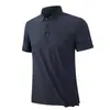 Camisa Polo con Sensación de Alta Gama para Hombre, Camiseta de Negocios sin Costuras con Sensación de Hielo, Top Holgado con Cuello de Solapa para Hombre, Ropa de Fitness de Manga Corta de Moda