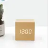 Fábrica Fuente Venta al por Mayor Reloj de Madera LED Digital Luminoso Controlado por Voz Despertador Adorno de Escritorio Regalo Despertador para Estudiantes