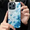 Adecuado para funda de cristal templado para Apple 15, funda de teléfono con ondas de agua para 14, cubierta protectora para iPhone 16 PRO MAX mariposa 17