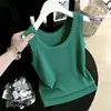 Top de punto de seda helada para mujer 2026 Verano Delgado Ajustado Estilo coreano Camisola para usar en capas o como prenda exterior