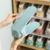 Sapateira ajustável, porta-sapatos de plástico de camada dupla, simples e prático para uso doméstico, organizador de sapatos tudo-em-um, solução de armazenamento dobrável