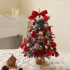 Árvore de Natal Popular para Mesa - Mini Árvore de Natal DIY Conjunto Vermelho e Branco para Decorar Sala de Estar e Vitrine