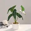Planta Verde Folha Longa Linha Branca Planta Artificial em Vaso Flor Artificial Decoração de Flores Artificiais Ornamentos Planta Verde Artificial Bonsai Artificial