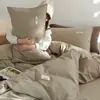 Juego de cama de cuatro piezas con diseño de gofre de clase A, de algodón 60 de calidad para bebés, color sólido, funda de edredón de algodón puro, ropa de cama ligera de lujo de alta calidad