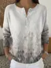 Sudadera con Botones y Cuello en V de Nuevo Estilo Transfronteriza de Manga Larga Otoño e Invierno con Estampado Moda Personalizada Chaqueta Suéter Casual para Mujer
