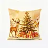 Funda de Almohada de Lino a Rayas Rojas Navideñas Funda de Cojín con Estampado de Letras Navideñas Funda de Cojín Decorativo para Sofá de Fiesta Navideña