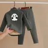 Conjunto de Ropa Interior Térmica para Niños con Forro Polar y Terciopelo Alemán Espesado Ropa de Casa Ropa de Otoño para Bebé y Pantalones Pijamas para Niños y Niñas