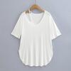 2024 Verão novo design de manga curta camiseta feminina decote V off-shoulder solto preguiçoso casual blusa top