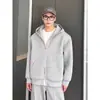 Cárdigan con capucha para hombre, peso pesado americano, negro americano, cremallera de doble sentido, chaqueta de marca moderna, tacto de alta gama, sudadera con capucha