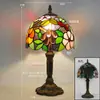 Lámpara de mesa de vidrieras Tiffany pantalla de vidrio de lujo lámpara de mesa decoración de interiores luz ambiental lámpara de mesa de noche para leer