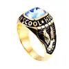 Anillo de aleación europeo y americano Jianjie Anillo de águila retro de soldado americano incrustado con esmeralda roja azul negra salida de fábrica