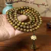 Pulsera de Buda con Cuentas Cuadradas de Sándalo Verde Natural de 108 Piezas, Adecuada para Hombres y Mujeres, Directo del Fabricante