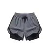 Pantalones Cortos Deportivos de Fitness Estilo Americano Transfronterizos para Hombre, Pantalones Cortos de Running con Forro Interior, Dos en Uno de Entrenamiento Anti-Exposición de Tres Puntos para Baloncesto