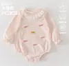 Macacão de Bebê Algodão Puro Classe A Gola de Renda Romper Triângulo para Recém-Nascido Roupas para Passeio de Bebês Pequenos Primavera e Outono