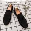 Zapatos de Cuero Perezosos para Hombre Tallas Grandes Estilo Británico Casual Mocasines Diarios Zapatos de Moda Simples de Gamuza Slip-On