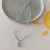 Colar com pingente de sorvete de miçangas coloridas feminino Rede vermelha doce fofo temperamento all-match Corrente de clavícula que não desbota acessórios