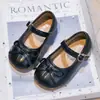 Zapatos de Cuero para Niñas 2026 Primavera/Otoño Nuevo Estilo Mocasines con Lazo para Niños Estilo Coreano Suela Suave Velcro Zapatos Individuales Pequeños/Medianos para Niños