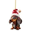 Cross-border New Christmas Fun Dachshund Car Decorações Pingente Acrílico Plano Interior Do Carro Pingente