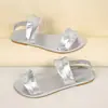 Sandalias de Playa Transfronterizas Europeas y Americanas Sandalias Planas de Hoja para Mujer Decoración Europea y Americana Banda Elástica Nuevo Estilo Venta al por Mayor Talla Grande