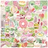 100 Piezas de Pegatinas de Comida Fresca Pequeñas Estilo Ins Rosa y Verde para Cuaderno Teléfono Móvil Manual Impermeable Pegatinas Decorativas de PVC