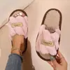 Pantuflas de felpa transfronterizas para mujer, invierno, exterior, interior, suela gruesa, hogar, esponjosas, algodón posparto