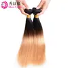 Extensiones de Cabello Humano Europeas y Americanas Color Degradado Ombre 1B/27 # Paquetes de Cabello Humano Liso