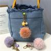 Pequeno Chaveiro de Carro com Bola de Pelo de Flor Fresca Colorido Bola de Doce Pérola Pingente de Bolsa Acessórios Pingente de Bolsa para Conjunto de Fone de Ouvido