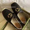 Zapatos de Pescador Bordados Estampados Marca G Otoño 2026 Suela de Goma Tejida con Letras Planos Casuales Bajos para Mujer
