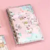 2027 Cuaderno con Corazón Girly y Arena Flotante con Aceite, Anillado A6, Transparente de PVC con Brillo, Cuaderno Funcional