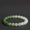 Pulsera de jade natural de Qinghai de color degradado para mujer, cuentas de jade natural de 6 mm, cuentas sueltas, pulsera de jade blanco