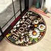 Tapete de Chão Semi-Circular de Veludo Cristalino Estilo Americano para Travessia, Área de Troca de Sapatos na Entrada, Tapete Lavável para Uso Doméstico, Tapete de Entrada Absorvente de Água