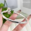 Pulsera de plata de ley S990 para mujer con diseño de mariposa y flor de bambú, pulsera de plata maciza, regalo para novia.