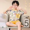 Ropa para Padres e Hijos Pijamas para Niños Hilo Seda de Hielo Niños Verano Delgado Aire Acondicionado Ropa de Casa de Manga Corta para Niños Set