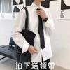 Camisa Branca Sem Gravata Masculina Manga Longa Estilo Coreano Tendência Bonito Estudante Uniforme de Classe Primavera e Outono Camisa Masculina Fluida Solta