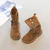 Botas Martin infantis outono e inverno sapatos infantis da moda meninos e meninas couro fosco botas de cano médio estilo britânico botas amarelas grandes botas individuais
