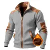 Ins2025 Otoño e Invierno Europeo y Americano Transfronterizo Nuevo Chaqueta Casual de Cremallera con Forro Polar de Textura de Combinación de Colores para Hombre