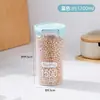 Tarro de plástico transparente sellado para cocina, caja para almacenar granos, redondo, para alimentos, leche en polvo, con tapa