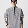 Sudadera Retro con Cuello Alto y Media Cremallera para Hombre, Top Holgado de Manga Larga para Otoño, Chaqueta Gris Casual de Moda