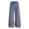 OREETA Pantalones Deportivos Casuales de Rayas de Bloques de Color Americanos Unisex Retro Versátiles para el Trabajo Casual de Pierna Ancha Recta de Longitud Completa