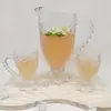 Tetera retro estilo europeo con patrón de peces Botella de agua fría para el hogar Traje de taza y olla con piel de pez Traje de tetera de vidrio Venta al por mayor