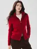 Nueva colección de otoño: Cárdigan de punto de cachemira para mujer con cuello semi-alto, doble cremallera, diseño de punto trenzado, corte holgado y abrigo tipo suéter de estilo coreano
