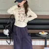 Camiseta Manga Longa Estilo Solto Cartoon para Meninas Médias e Grandes 2026 Outono Novo Estilo Infantil Elegante Camada Base Gola Redonda Tendência